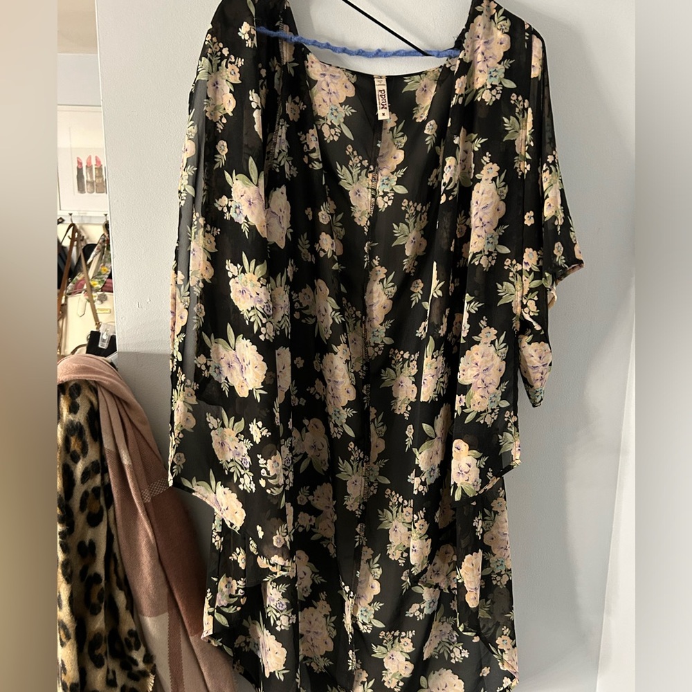 Floral flowy cardigan very cute and stylish could make a cute beach cover up